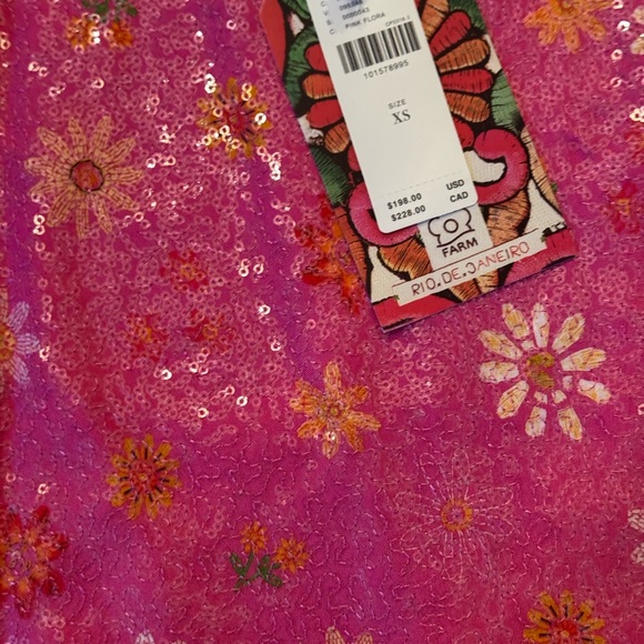 FARM RIO x Anthropologie Pink Floral Sequin Mini Skirt - Women’s X-Small - New - Picture 4 of 9